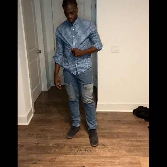 Goodfellows Dark Blue Plaid Button Up - Picture 4 of 4